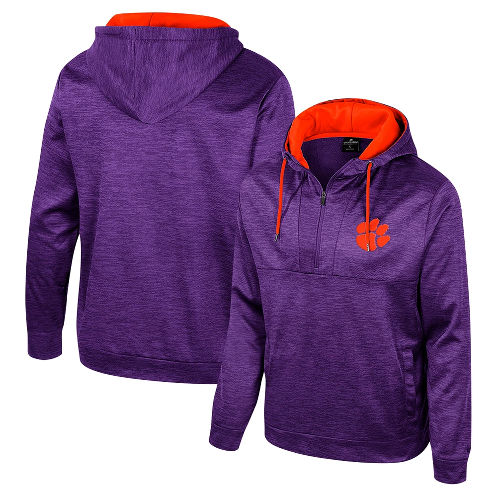 Sweat à capuche demi-zip Cypher violet Colosseum pour homme des Clemson Tigers