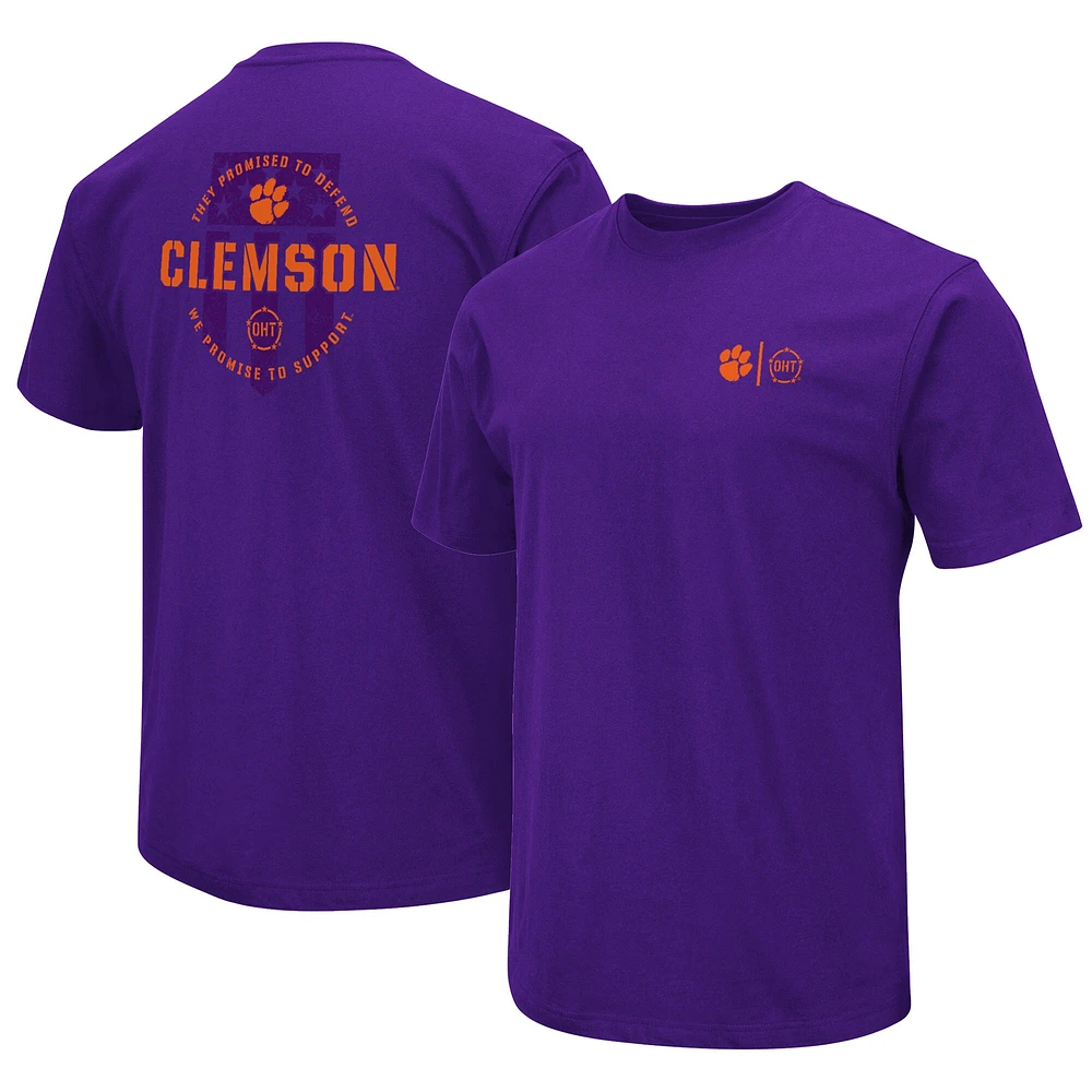 T-shirt d'appréciation militaire Colosseum Purple Clemson Tigers OHT pour homme