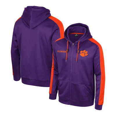 Men's Colosseum  Purple Clemson Tigers Reese Full-Zip Hoodie