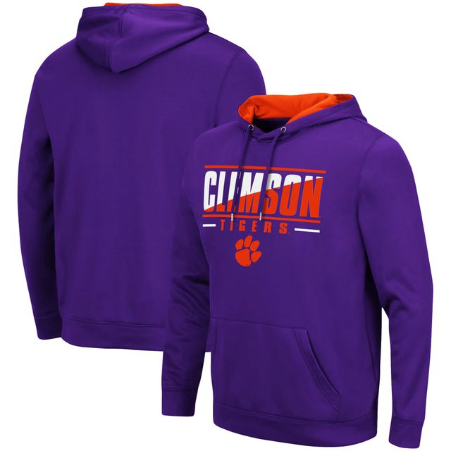 Sweat à capuche Colosseum Purple Clemson Tigers Slash Stack 2.0 pour homme