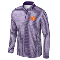 Haut rayé à glissière quart de tour violet Colosseum pour hommes des Clemson Tigers