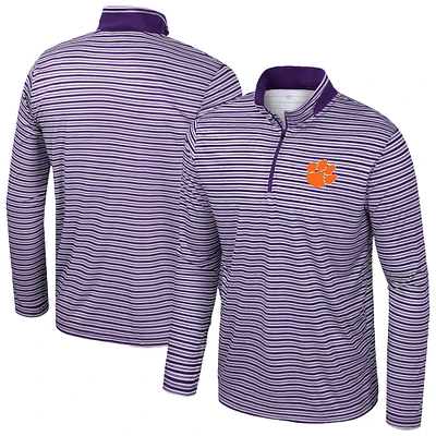 Haut rayé à glissière quart de tour violet Colosseum pour hommes des Clemson Tigers