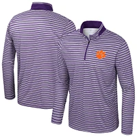 Haut rayé à glissière quart de tour violet Colosseum pour hommes des Clemson Tigers