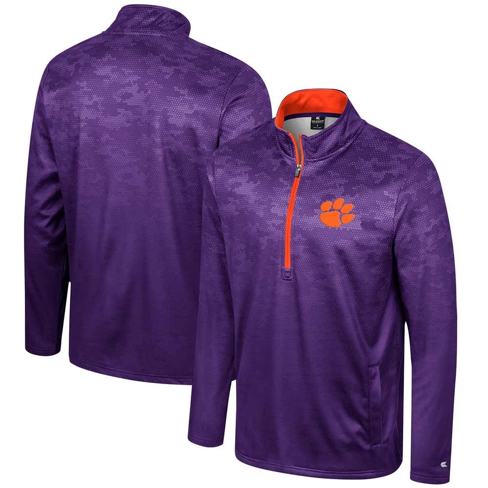 Veste à demi-zip Colosseum Purple Clemson Tigers The Machine pour hommes