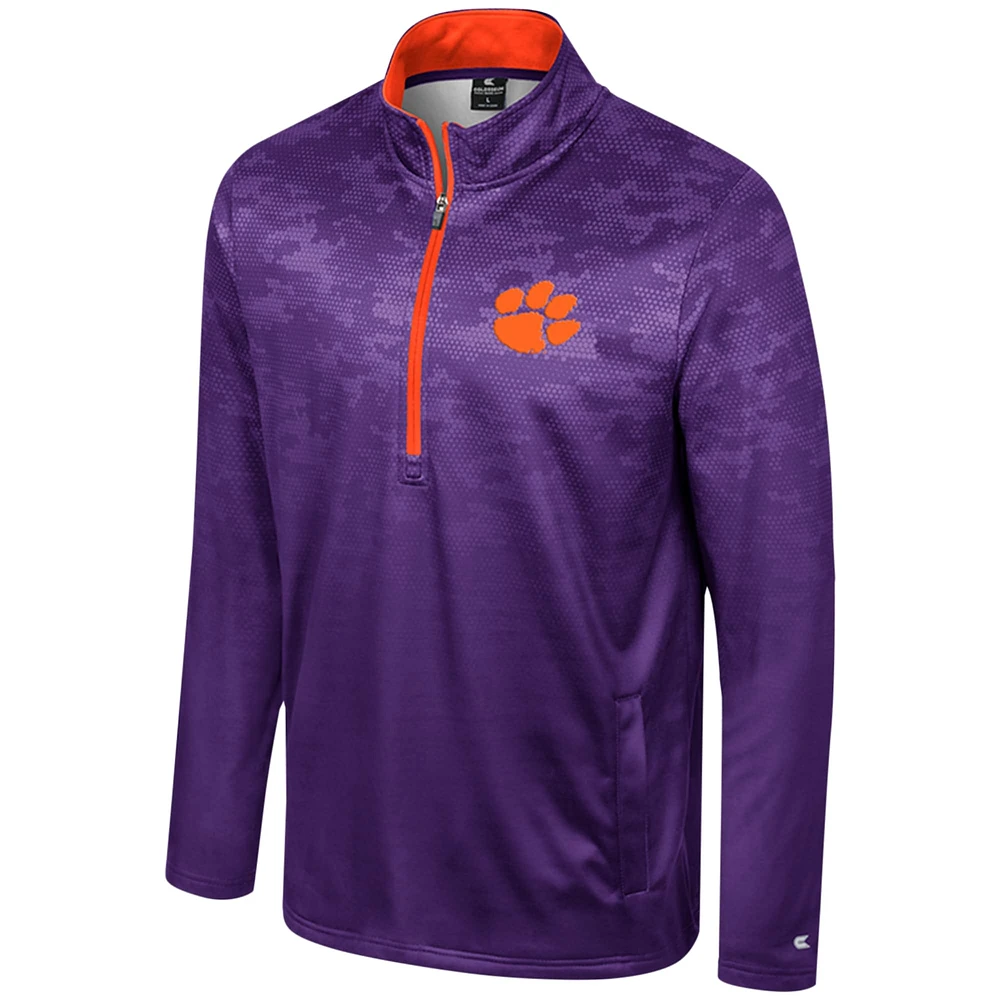 Men's Colosseum  Purple Clemson Tigers The Machine Half-Zip Jacket