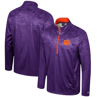 Men's Colosseum  Purple Clemson Tigers The Machine Half-Zip Jacket