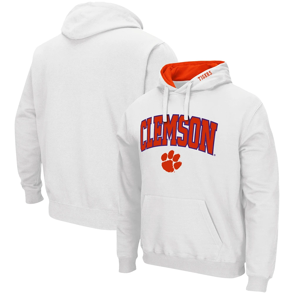 Sweat à capuche Colosseum Clemson Tigers Arch & Logo 3.0 blanc pour homme