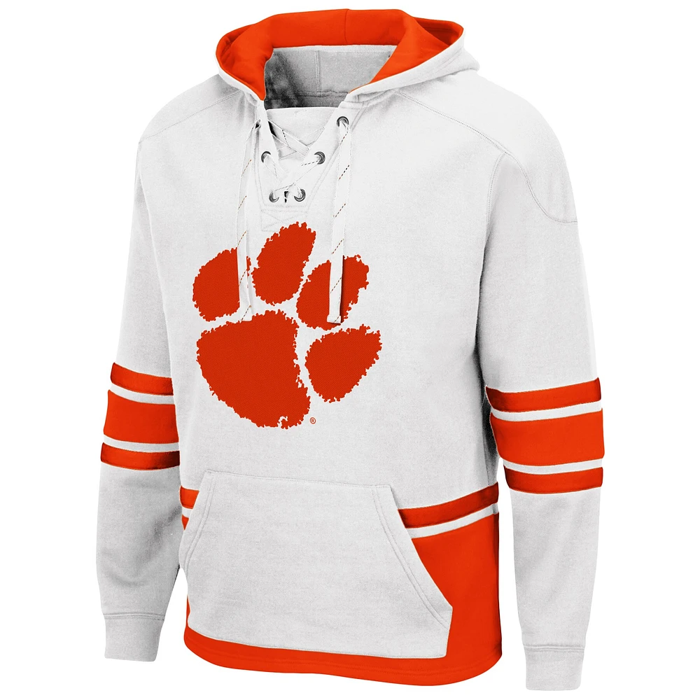 Chandail à capuchon Colosseum blanc Clemson Tigers lacets 3.0 pour hommes