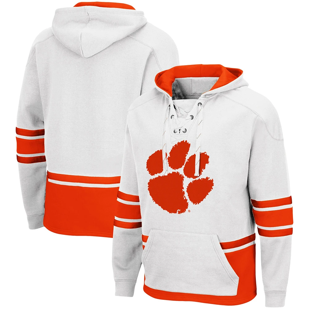 Chandail à capuchon Colosseum blanc Clemson Tigers lacets 3.0 pour hommes