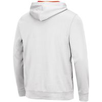 Men's Colosseum White Clemson Tigers Slash Stack 2.0 Pullover Hoodie