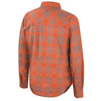 Colosseum x Wrangler Orange Clemson Tigers Chemise Western à carreaux manches longues pour homme