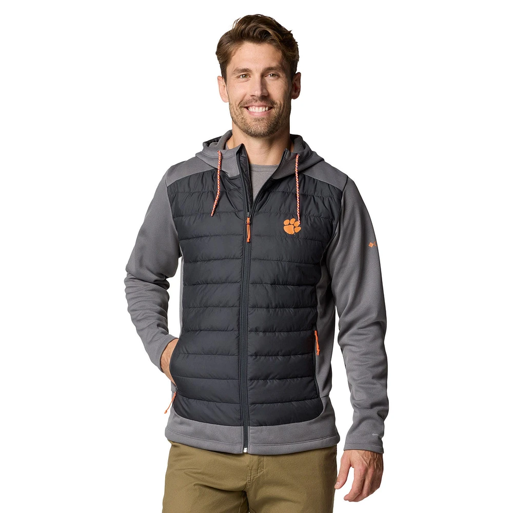 Veste à capuche hybride entièrement zippée Out-Shield de Columbia pour homme, noire, Clemson Tigers