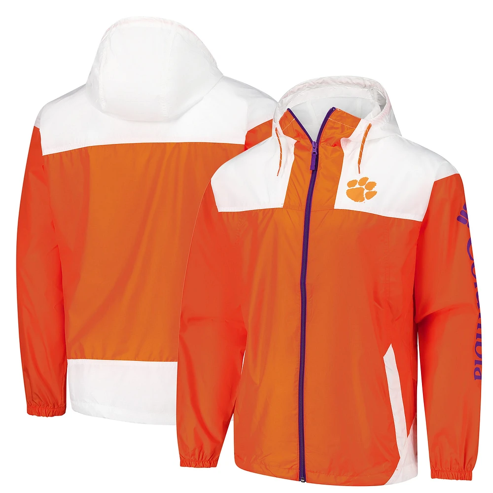 Coupe-vent entièrement zippé Columbia Orange Clemson Tigers Flash Challenger II Omni-Shade pour homme