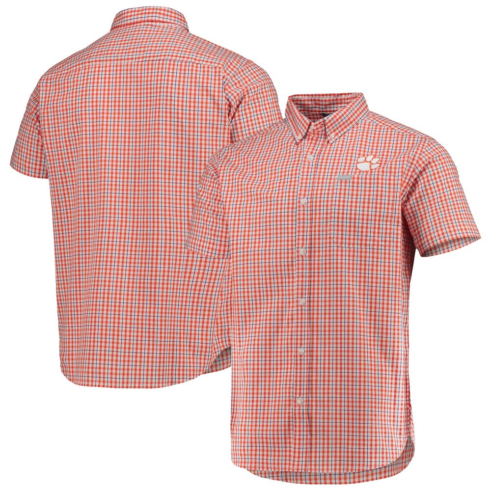 Men's Columbia Orange Clemson Tigers Rapid Rivers Logo Button-Down Shirt