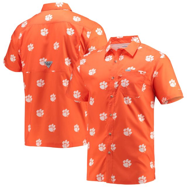 Chemise boutonnée Super Slack Tide Omni-Shade pour homme Columbia Orange Clemson Tigers