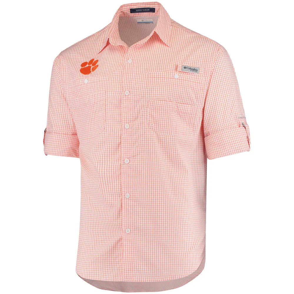 Men's Columbia White Clemson Tigers PFG Tamiami Shirt