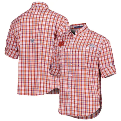 Chemise boutonnée à manches longues pour homme Columbia Clemson Tigers Super Tamiami Omni-Wick orange