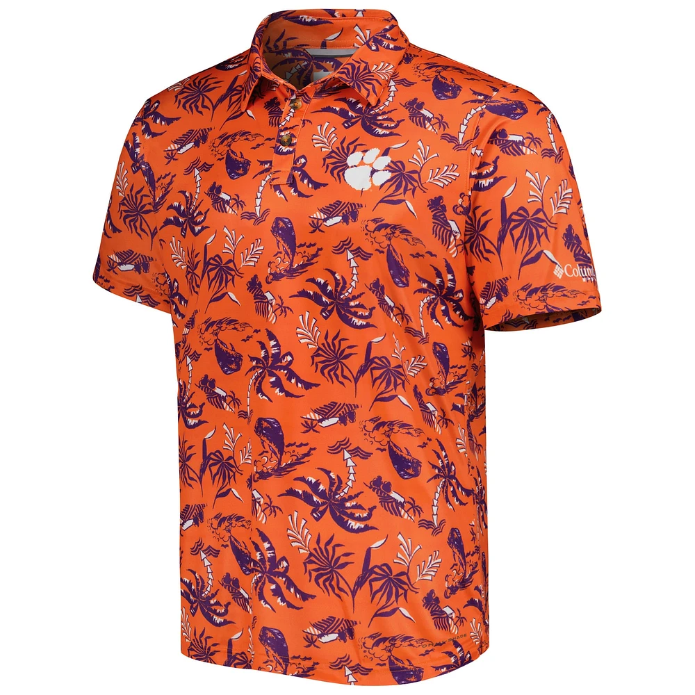 Men's Columbia Orange Clemson Tigers Super Terminal Tackle Omni-Shade Polo