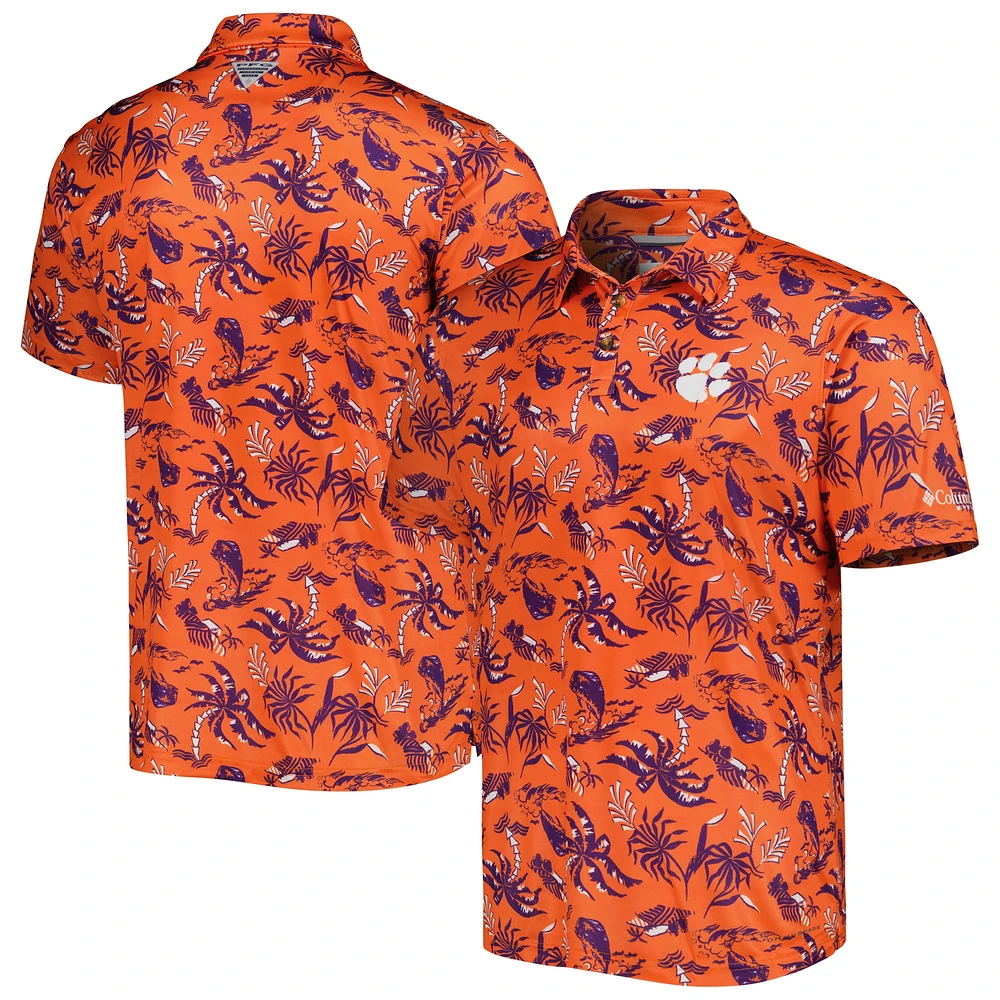 Men's Columbia Orange Clemson Tigers Super Terminal Tackle Omni-Shade Polo