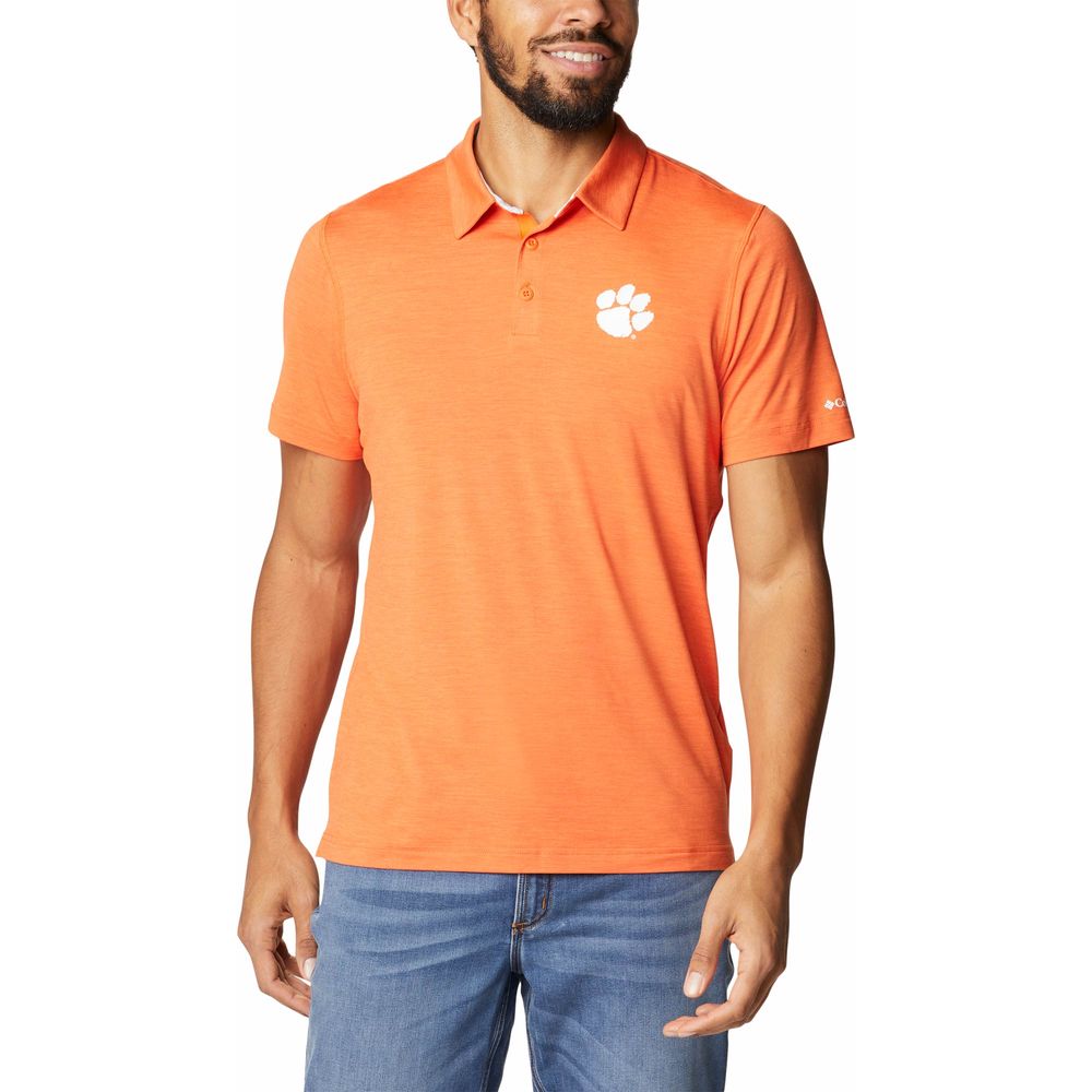 Men's Columbia Orange Clemson Tigers Tech Trail Omni-Shade Polo