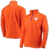 Men's Columbia Orange Clemson Tigers Terminal Tackle Fleece Raglan Omni-Shade Quarter-Zip Jacket