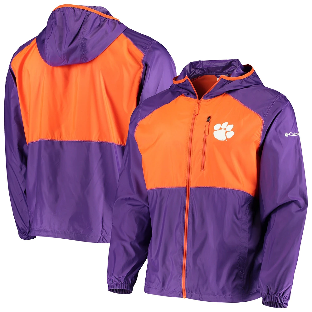 Columbia Purple/Orange Clemson Tigers Flash Forward Sweat à capuche léger avec fermeture éclair pour homme