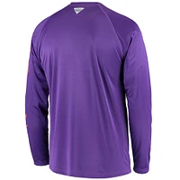 Men's Columbia Purple Clemson Tigers Terminal Tackle Omni-Shade Raglan Long Sleeve T-Shirt