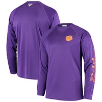 T-shirt à manches longues Columbia Clemson Tigers Terminal Tackle Omni-Shade Raglan pour homme