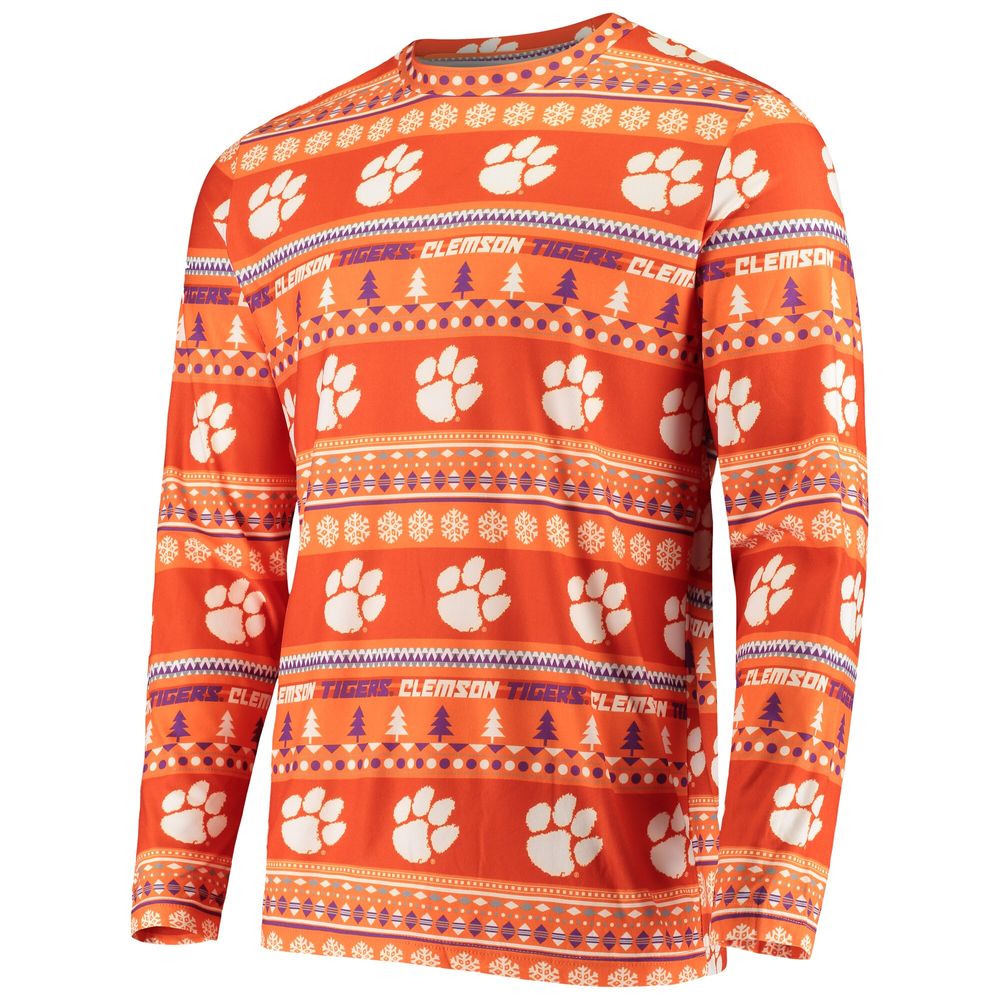 Men's Concepts Sport Orange Clemson Tigers Ugly Sweater Knit Long Sleeve Top and Pant Set