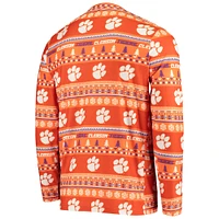 Concepts Sport Orange Clemson Tigers Ugly Sweater Knit Ensemble haut et pantalon à manches longues