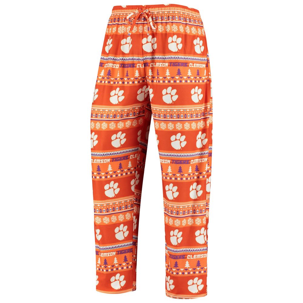 Men's Concepts Sport Orange Clemson Tigers Ugly Sweater Knit Long Sleeve Top and Pant Set