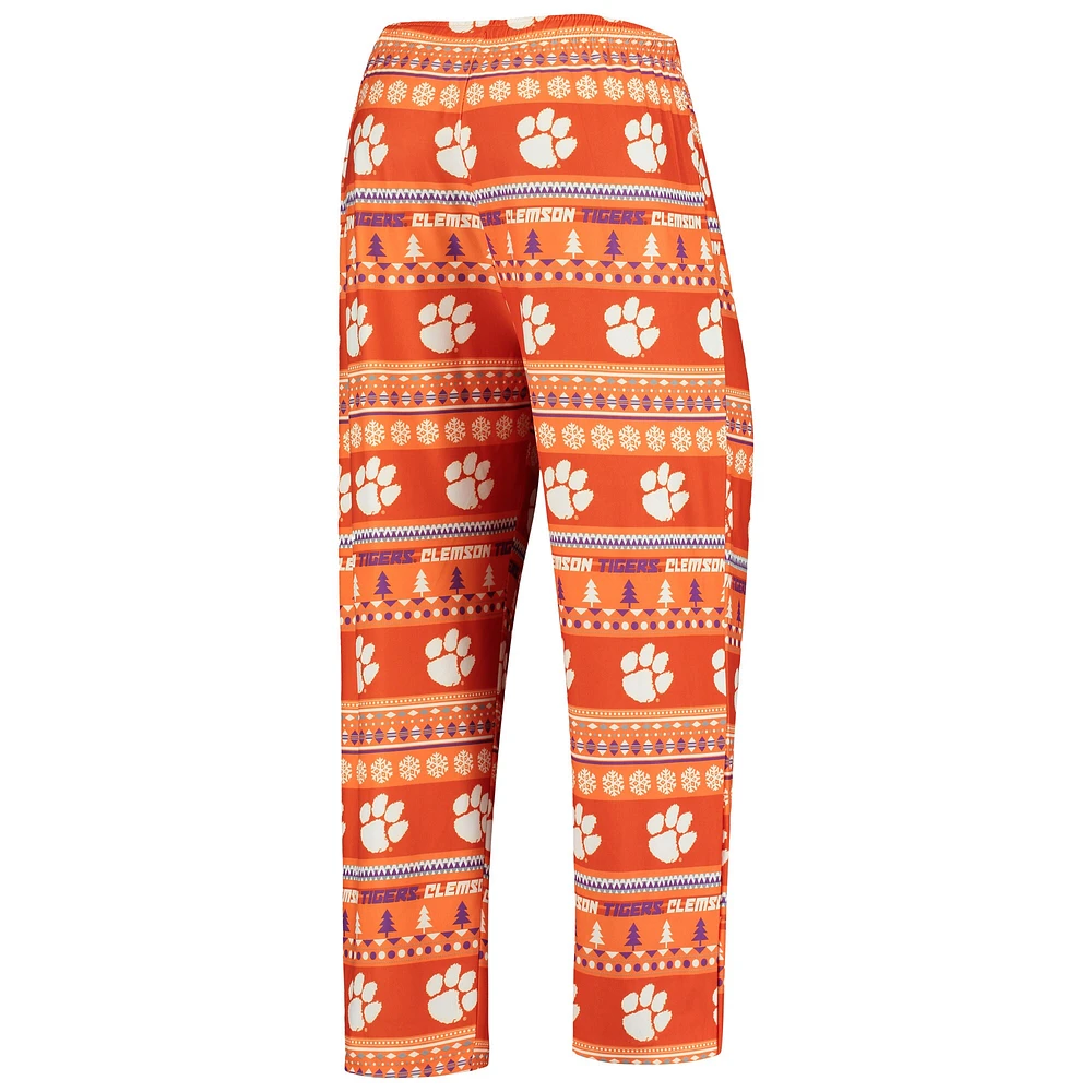 Concepts Sport Orange Clemson Tigers Ugly Sweater Knit Ensemble haut et pantalon à manches longues