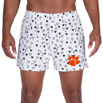Clemson Tigers Concepts Sport Epiphany Allover Print Knit Boxer Shorts - White