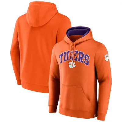 Clemson Tigers Fanatics Branded Arch & Logo Tackle Twill Pullover Hoodie - Orange