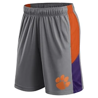 Short gris avec logo Fanatics Clemson Tigers pour hommes