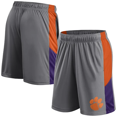 Short gris avec logo Fanatics Clemson Tigers pour hommes