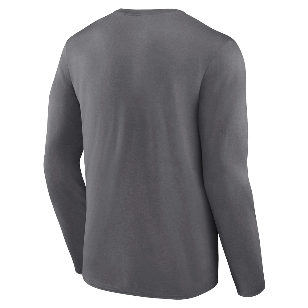 Men's Fanatics Heather Charcoal Clemson Tigers Modern Two-Hit Long Sleeve T-Shirt