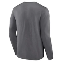 Men's Fanatics Heather Charcoal Clemson Tigers Modern Two-Hit Long Sleeve T-Shirt