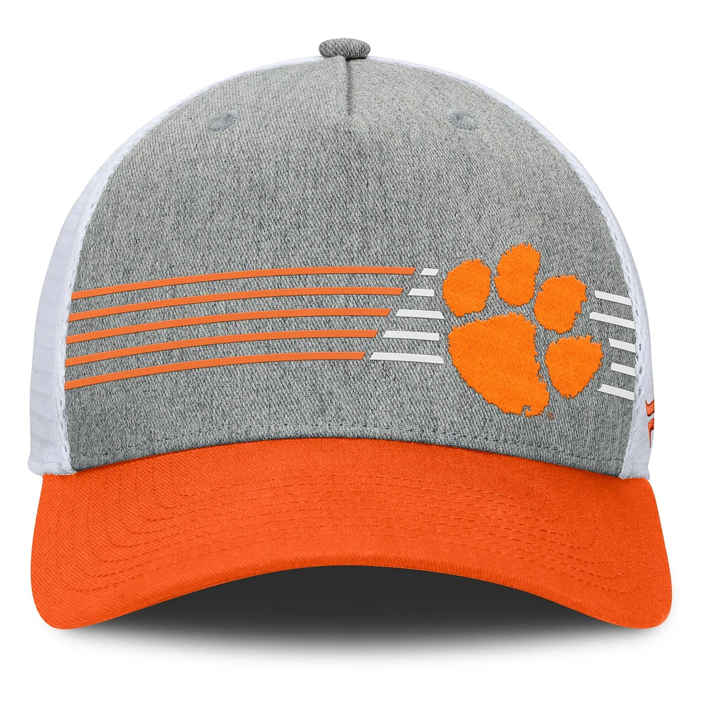 Casquette ajustable Fanatics pour hommes, gris chiné/orange, Clemson Tigers Profile Trucker