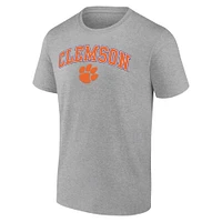 T-shirt Campus Fanatics Heather Grey Clemson Tigers pour hommes