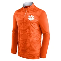 Veste orange à quart de zip camouflage Fanatics Clemson Tigers Depth Chart pour hommes