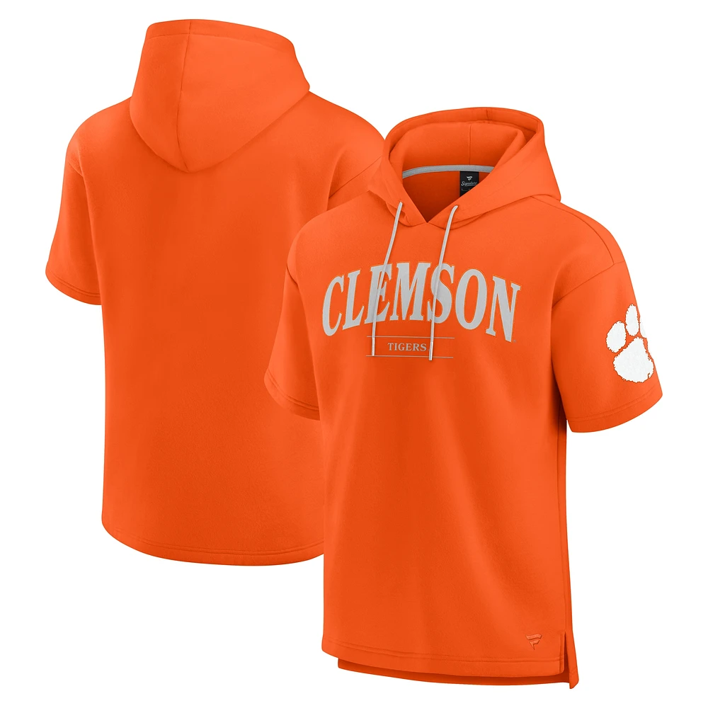 Men's Fanatics Orange Clemson Tigers Ready Short Sleeve Pullover Hoodie