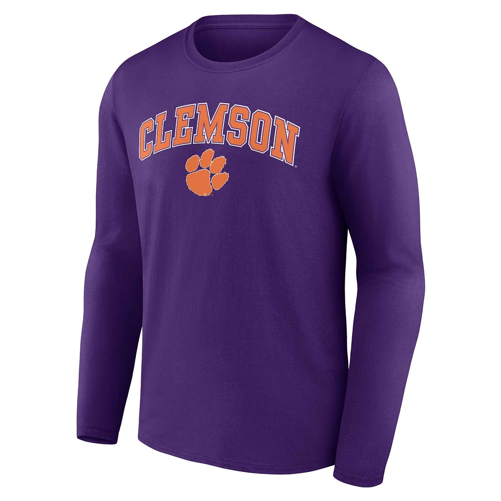 Men's Fanatics Purple Clemson Tigers Campus Long Sleeve T-Shirt