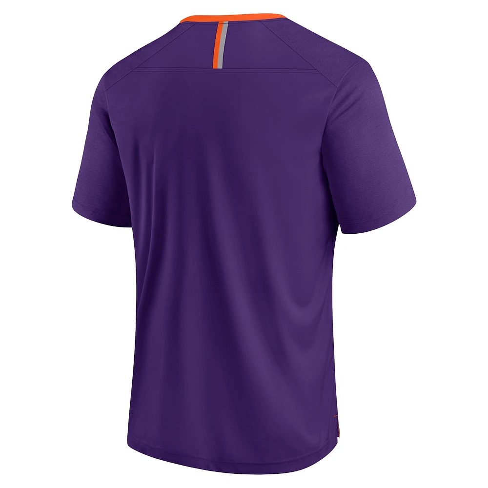 T-shirt fanatique violet pour homme Clemson Tigers Defender Fade Slant