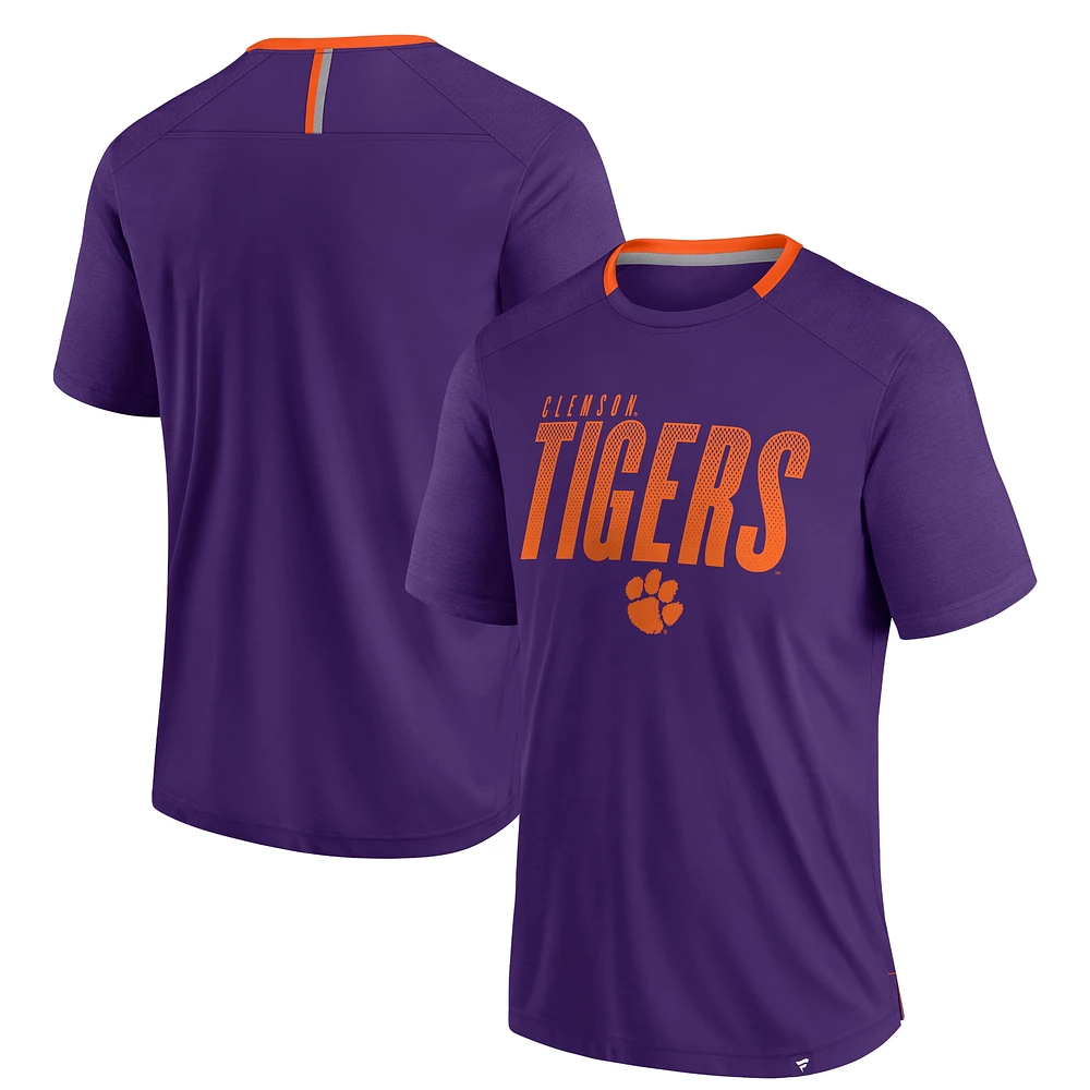 T-shirt fanatique violet pour homme Clemson Tigers Defender Fade Slant