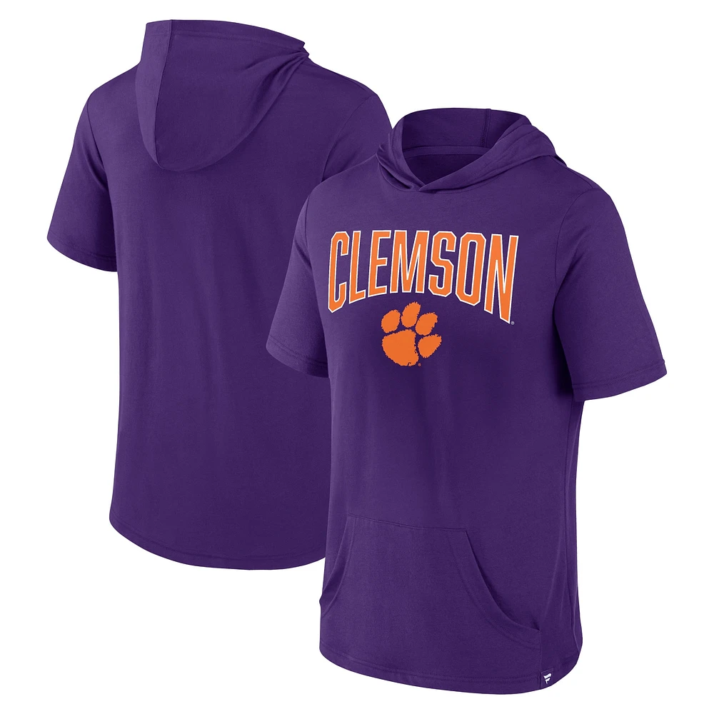 Men's Fanatics Purple Clemson Tigers Outline Lower Arch Hoodie T-Shirt