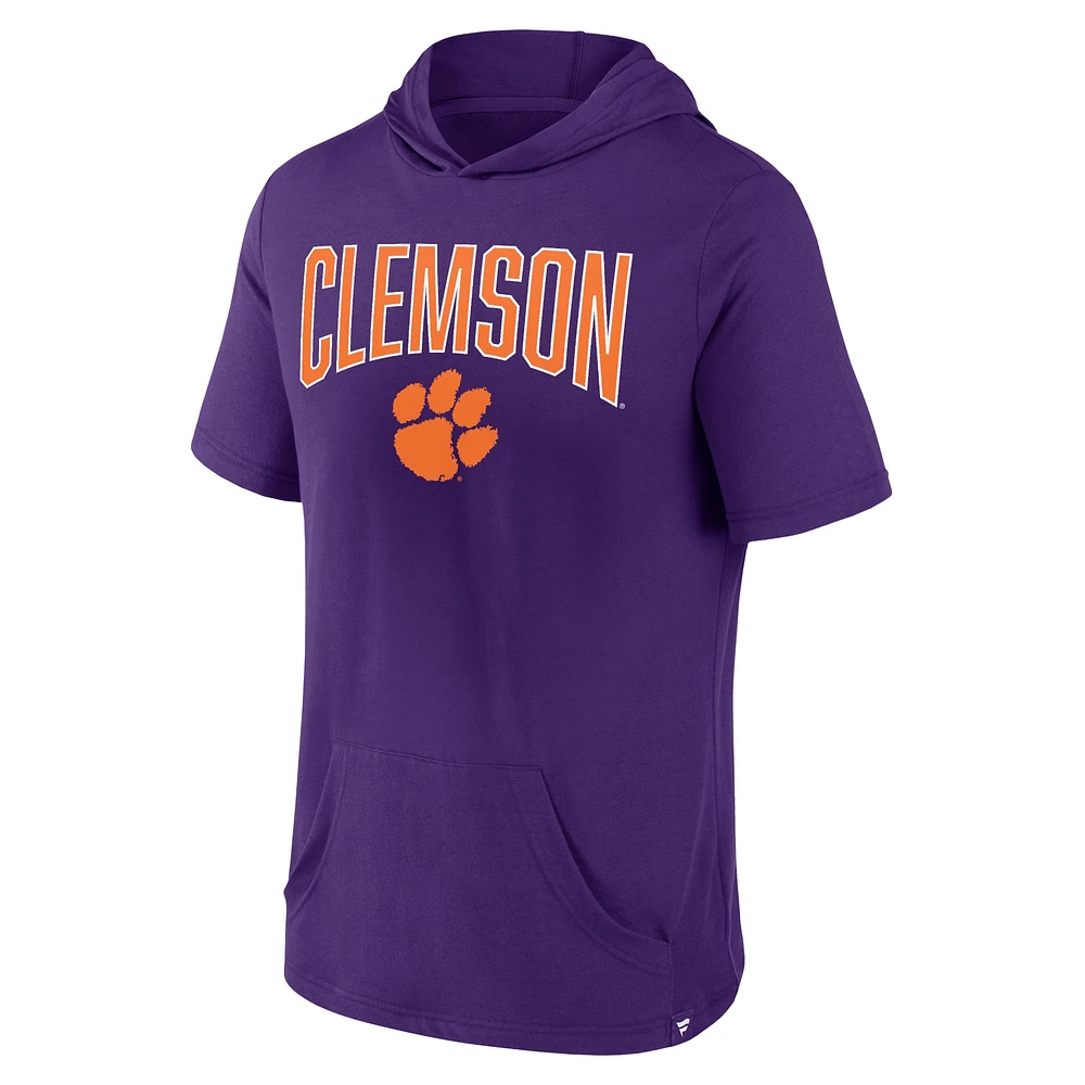 Men's Fanatics Purple Clemson Tigers Outline Lower Arch Hoodie T-Shirt