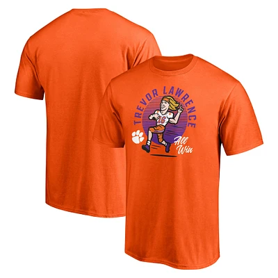 T-shirt caricature orange Clemson Tigers Fanatics Trevor Lawrence pour hommes