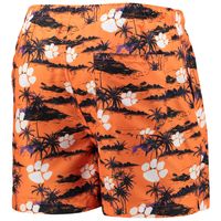 Men's FOCO Orange Clemson Tigers Island Palm Swim Trunks