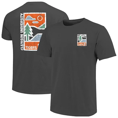 Men's  Graphite Clemson Tigers Comfort Colors Minimal Vista Distressed Graphics T-Shirt
